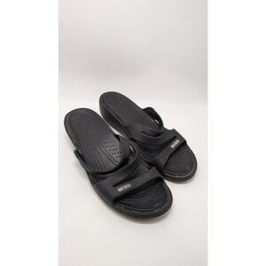 Crocs Black 3-Strap Wedge Sandal